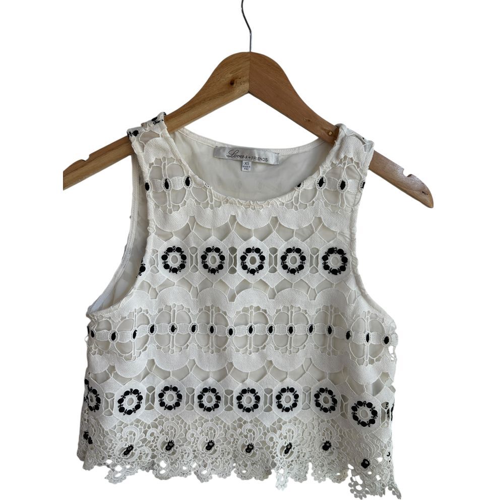 Lovers‎ + Friends White Lace Crochet Crop Top Boho Festival Summer Tank XS